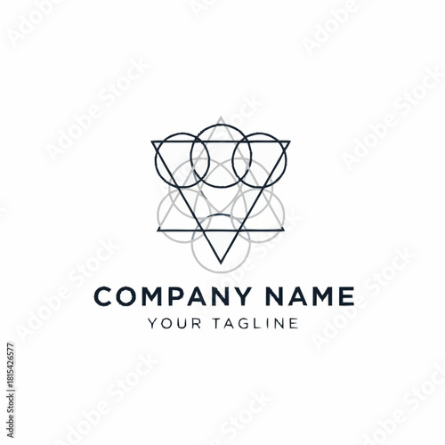 Geometric logo design with inverted triangle and overlapping circles.