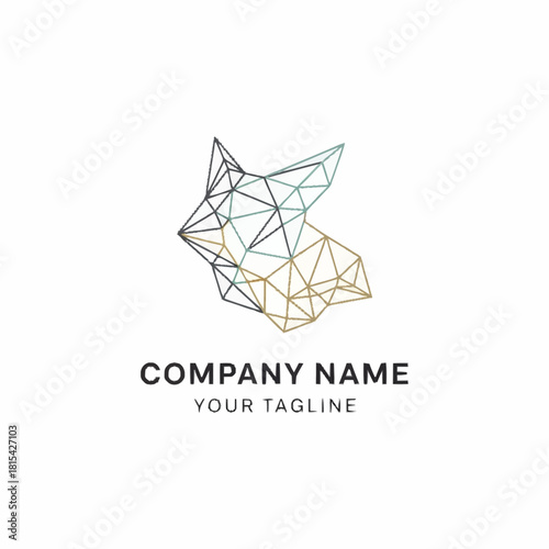 Geometric Fox Head Logo Design Abstract Polygon Art.