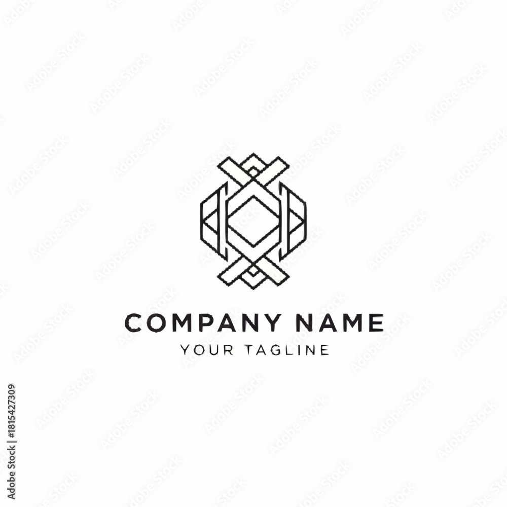 Fototapeta premium Abstract geometric line art logo design for company branding.