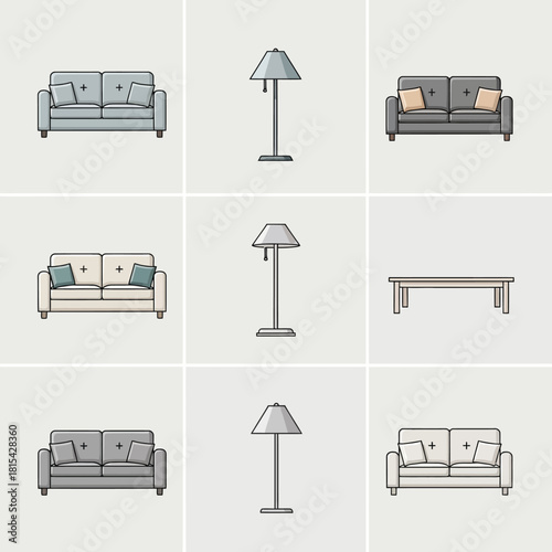 set of furniture icons