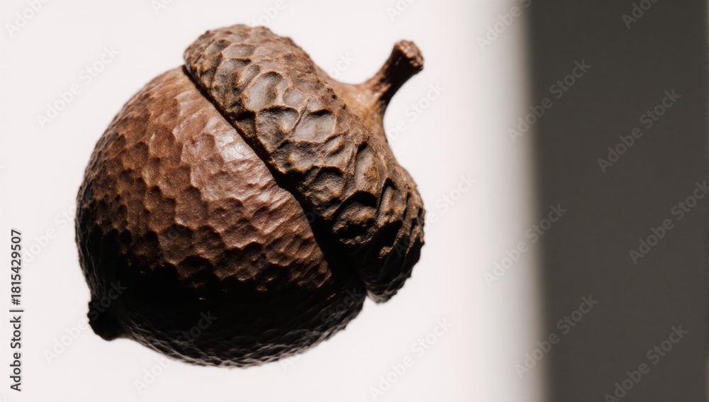 Obraz premium Lone acorn on a white background