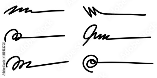 Set Abstract Signature Vector Ideal for branding, authentication, artistic projects, and personalizing designs with a dynamic, stylized, abstract script.