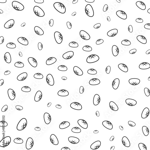 Minimalist Hand Drawn Bread Loaf Shape Outline Seamless Pattern Illustration