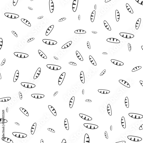 Simple Lineart Croissant Pastry Seamless Pattern Food and Beverage Illustration