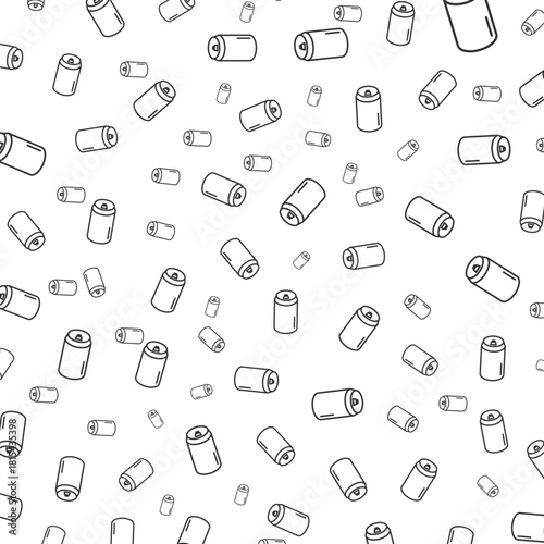 Seamless Doodle Battery Outline Pattern with Renewable Energy Concept