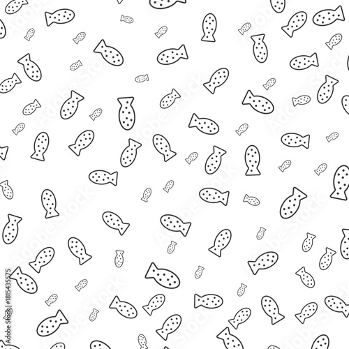 Simple Outline Fish Repeating Pattern Minimalist Aquatic Animal Theme