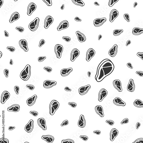 Cartoon Seamless Food Pattern with Detailed Ham Hock Meat Icon