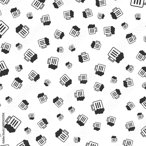 Cartoon Style Beer Mug Seamless Pattern Alcoholic Beverage Background