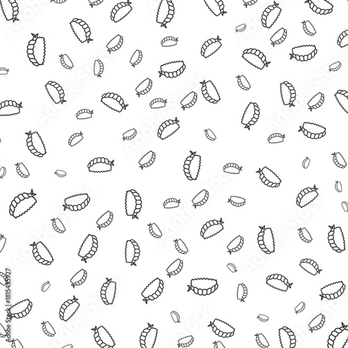 Minimalist Outlined Sushi Nigiri Japanese Cuisine Seamless Pattern on White Backdrop
