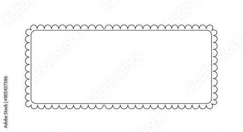 Simple and elegant rectangular frame with a delicate black scalloped border, perfect for invitations, labels, or name tags.