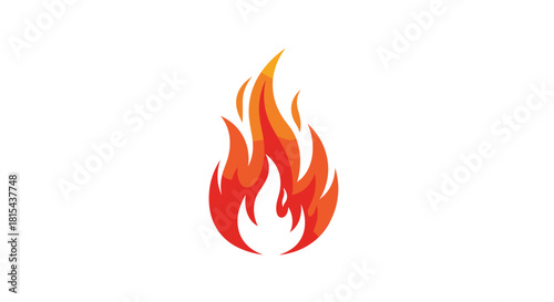 Vibrant and dynamic fire flame icon with smooth gradients of yellow, orange, and red, symbolizing heat, energy, and passion.