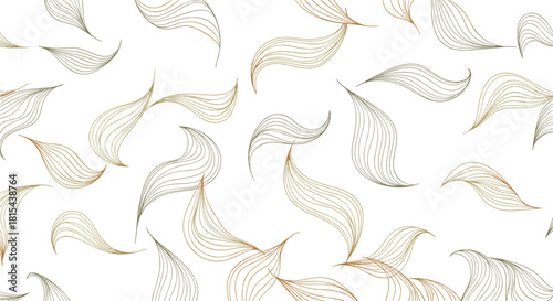 Elegant seamless pattern of delicate, feather-like leaves drawn with fine flowing lines, creating a light and airy botanical texture.
