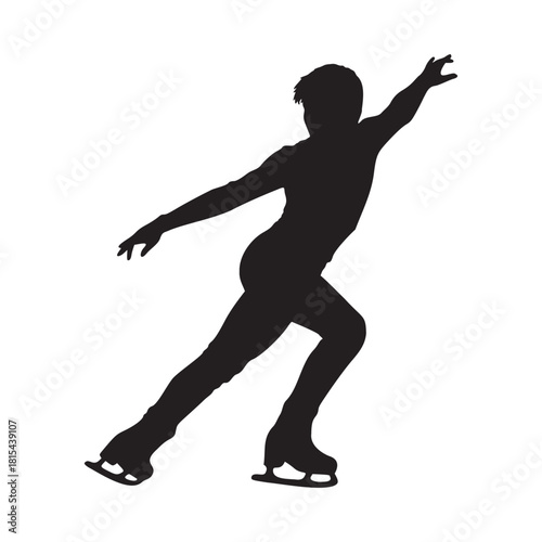 Elegant silhouette of figure skater performing an artistic routine, showcasing grace and athleticism, originally a scalable graphic, ideal for winter sports designs