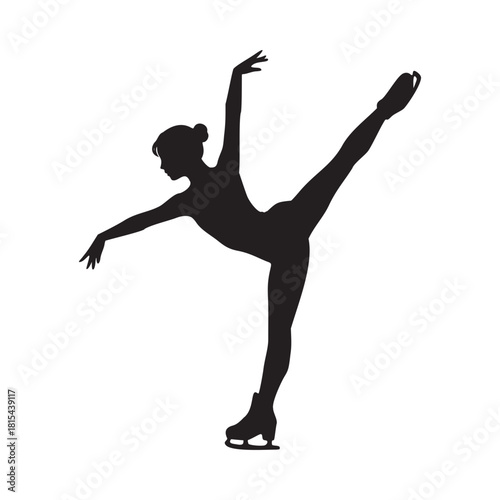 Elegant figure skater silhouette performing a beautiful spiral, perfect for sports branding, event posters, or inspirational designs, showcasing grace and athleticism