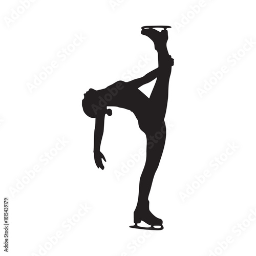 Elegant figure skater silhouette performing a stunning spiral, a symbol of grace, athleticism, and dedication, perfect for winter sports promotions and designs