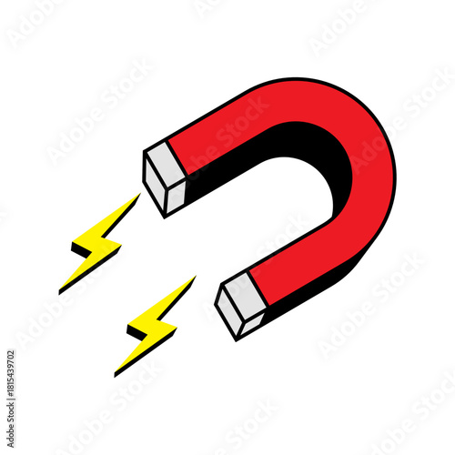 Magnet icon with flat style. Simple magnet vector