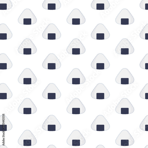 Simple Flat Onigiri Japanese Rice Ball Food Seamless Pattern