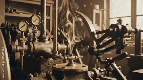 Vintage Steam Engine - A Glimpse into Industrial History and Engineering.