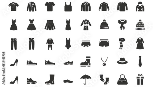 Flat lay of various fashion items and accessories on a white background