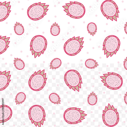 Cute Simple Fresh Dragon Fruit Smoothie Drink Seamless Pattern Design