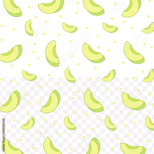 Flat Style Fresh Honeydew Juice with Slice Repeat Pattern Background