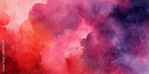 Vibrant abstract watercolor background with swirling hues of pink red and purple blending softly