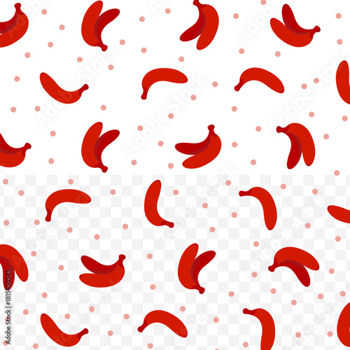 Cute Cartoon Red Banana Smoothie Drink Seamless Pattern Illustration