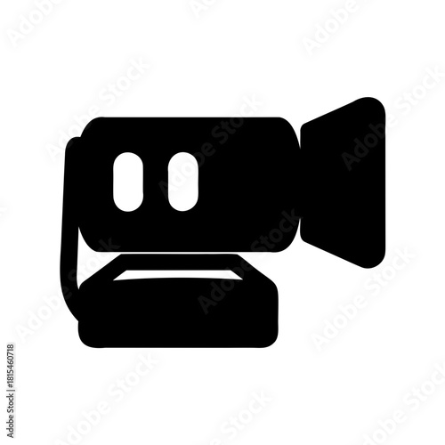 Black video camera icon silhouette for multimedia content Vector, illustration