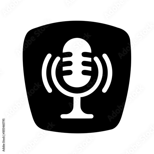 Podcast microphone icon for audio broadcasting and recording Vector, illustration