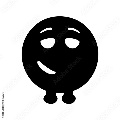 Smirking black emoji character icon with a sly expression Vector, illustration