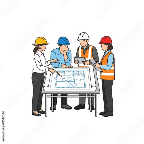 Architects and Engineers Reviewing Construction Plans Together