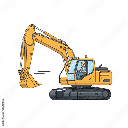 Construction Excavator Illustration Vector Image of Heavy Machinery