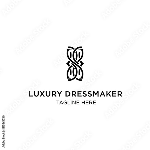 Elegant Luxury Dressmaker Logo Design with Intricate Monogram Symbol.