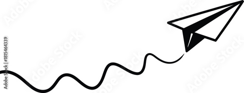 Minimal Continuous Line Paper Airplane Flying Vector Illustration