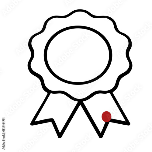 Achievement award rosette line icon, quality certificate badge.
