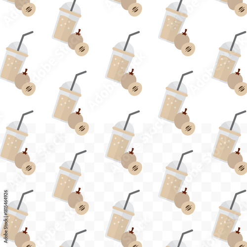 Minimalist Flat Lay Longan Juice Drink Seamless Pattern Food Design