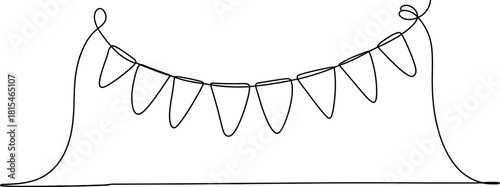 Continuous One Line Hanging Flag Banner Vector Illustration