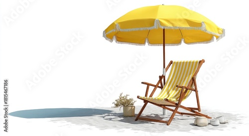 beach chair and umbrella