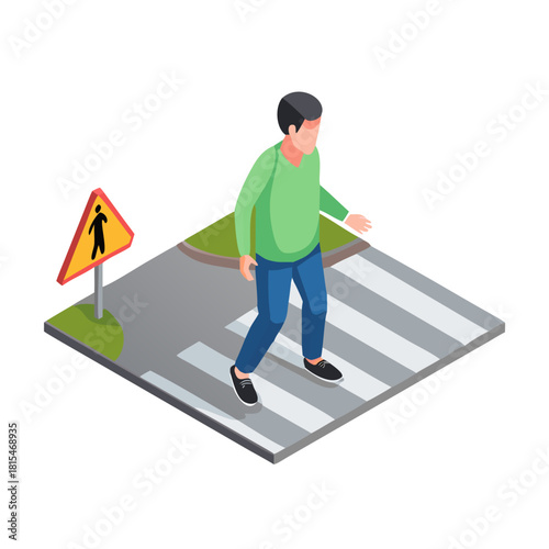 vector of a young man crossing the road
