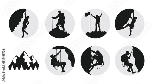 Set of Alpinist vector illustration