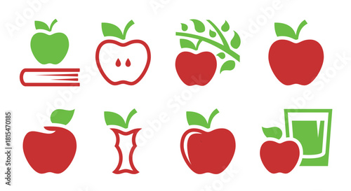 apple icons set red green icons on a white background 