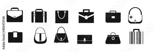 bags black white icon set 