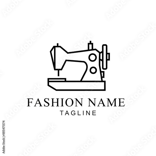 Minimalist Sewing Machine Icon for Fashion Brand Logo Design.
