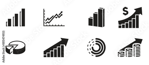 business infographic icons black on a white background