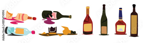 broken syrup bottle vector .