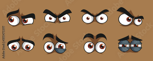 brown cartoon eyes vector