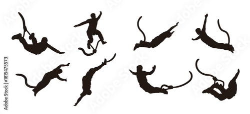 bungee jumping silhouettes vector .