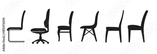 chair icons set black on a white background