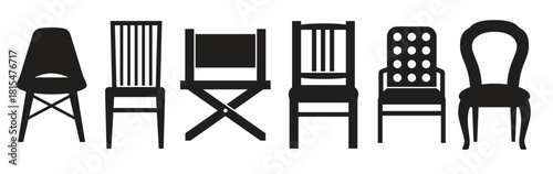 chair icons set black on a white background