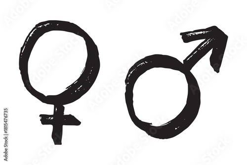 Hand drawn female and male gender identity sign Symbol used to represent sex and gender Single element for print, web, design, decor